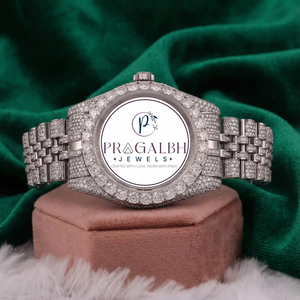 นาฬิกาข้อมือผู้ชาย Pragalbh Jewels ประดับเพชรเต็มหน้าปัด หรูหรา สายสแตนเลสสตีล  หน้าปัดโมอิสซาไนต์ ระบบควอตซ์ - Product Image 5