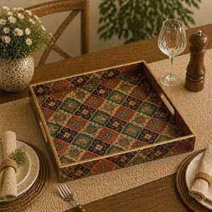 Ensemble de 3 plateaux de rangement rectangulaires en MDF laqué Meena, résistants au lave-vaisselle, faciles à nettoyer, design moderne pour la table - Product Image 2