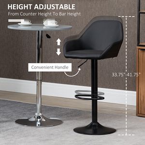 Swivel Bar <b>Stools</b> <b>with</b> <b>Backs</b> and Foot Rest Round Base Soft PU Leather Black Bar Chair for Kitchen Gym-Multifunctional - Product Image 5
