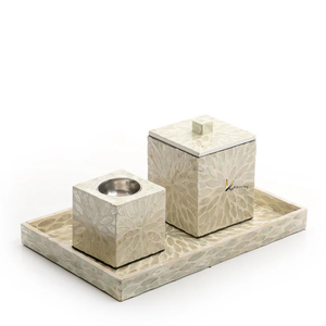 Ensemble brûleur de Bakhoor de luxe fait main, incrustation florale en nacre, écologique, style arabe religieux, le plus vendu 2026 KV NATURAL HOME KVMB - Product Image 1