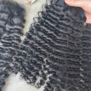 Extensions de cheveux humains vietnamiens de couleur noire Water Curl Lace de fermeture droite naturelle - Product Image 4