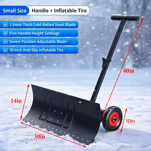 Pousse-neige à lame de 30 po x 14 po avec roues, lame et poignée réglables, pelle à neige en acier pour allée et usage extérieur ODGWTO016 - Product Image 6