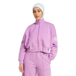Pink <b>Women's</b> Tracksuit Set Full Length Turtleneck <b>Jacket</b> With Side Pockets Loose Fit Breathable Solid Color Casual Spring Wear - Product Image 2