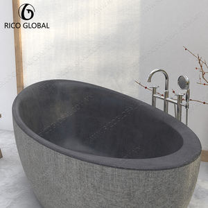Baignoire autoportante incurvée en marbre de pierre naturelle de qualité supérieure, équipement de salle de bain de luxe avec surface ciselée, baignoire de trempage - Product Image 4