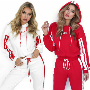 Women's Winter Fleece Tracksuit Breathable Wool Hoodie Set with Oversize <b>Crop</b> <b>Top</b> 2-Piece Hoodie Sweatshirt for Women - Product Image 1