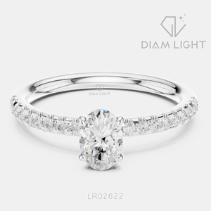 Bague de fiançailles en or blanc 14 carats avec diamant de laboratoire certifié IGI, taille ovale 0,46 carat, bijoux fins - Product Image 1
