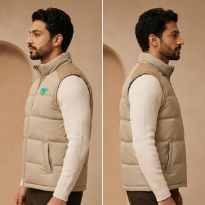 <b>Men</b> <b>Winter</b> Puffer <b>Vest</b> Durable Polyester Fabric Warm Padding Quilted Design Full Zip Front Functional Pockets Outdoor Clothing - Product Image 5
