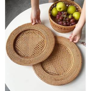 Platos de Ratán Tejido Directo de Fábrica, 100% Natural, Platos Redondos de Ratán para Otoño, Suministro al por Mayor - Product Image 1