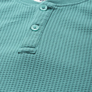 Camiseta de Manga Larga para Hombre, Cuello Redondo, Tejido Waffle, Color Sólido, Corte Ajustado, Informal, Transpirable, de Algodón - Product Image 6