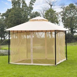 Gazebo Moderno 3x3 Metri per Esterni, Tenda con Tettoia in Tessuto Beige e Pali in Metallo per Cortili, Ville, Parchi e Hotel - Product Image 2