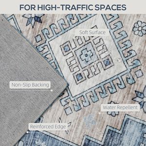 Set di Tappeti Vintage Lavabili Blu 8x10 Antiscivolo per Soggiorno, Camera da Letto e Sala da Pranzo - Product Image 4