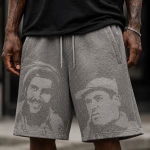Shorts streetwear noirs délavés à l'acide, de haute qualité, avec patchs appliqués personnalisés, style vintage, en tissu épais, vente en gros pour vêtements - Product Image 1