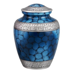 Urnas funerarias de aluminio para adultos con acabado de mármol azul, urna metálica para cenizas humanas, urnas conmemorativas para cremación. - Product Image 2