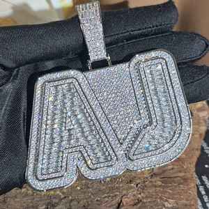 Colgantes y Dijes de Plata 925 con Moissanita VVS D Iced Out, Joyería Fina Hip Hop, Alternativa de Diamante Certificada GRA, Letras Personalizadas - Product Image 4
