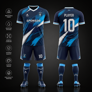 Uniformes de Fútbol de Alto Rendimiento, Ligeros y de Alta Calidad, 100% Poliéster, Cortos, Sin Costuras, Tallas Grandes, Personalizables con Nombre y Logotipo del Equipo - Product Image 1