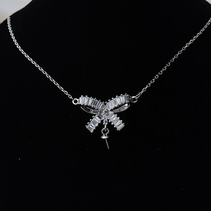 Collier en argent S925 avec motif de nœud, plateau creux en perle, collier tendance pour femmes, pendentifs fins, accessoires de bijoux DIY 330 - Product Image 4