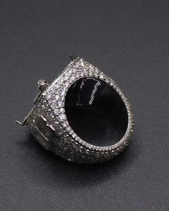 Silver Moissanite <b>Initial</b> <b>Ring</b> Iced Out Luxury Hip Hop Jewellery For Men Fashion Streetwear Gift And Bold Statement Style - Product Image 4