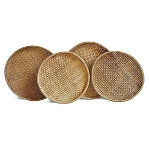 Plateau rond en bambou personnalisé, plateau décoratif tissé, plats de service, ensemble de plateaux de service pour la décoration de la maison, rangement pour plateaux - Product Image 2