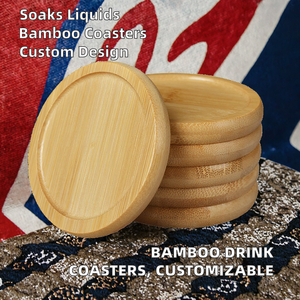 Posavasos de Madera de Bambú Natural Personalizados de Estilo Vintage, Absorbentes para Café, Té, Bodas, para Comedor y Cocina - Product Image 4
