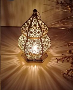 Decorative Metal Moroccan <b>Lantern</b> Antique Gold Finish Hanging or Tabletop <b>Tealight</b> Candle Holders Vintage Floral Cutwork Design - Product Image 3