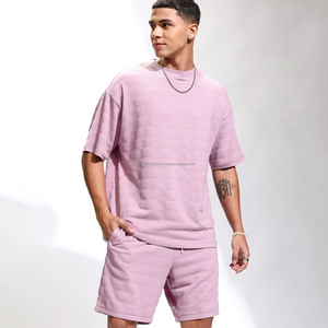 Conjunto de camiseta de verano informal para hombre hecho en fábrica Pantalones cortos cómodos de algodón 100% de alta calidad en color personalizado - Product Image 3