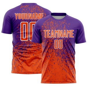 Camiseta de Fútbol Sublimada Personalizada en Oferta, Degradado Morado y Naranja, Cuello Redondo, Manga Corta, Unisex, para Adultos, Absorbe la Humedad, Ropa Deportiva para Equipos - Product Image 2