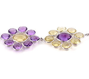 Pulsera artesanal de amatista y cuarzo limón con diseño de racimo audaz en plata de ley 925 - Product Image 5