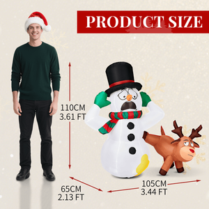 Décoration de Noël gonflable lumineuse de 3,5 pieds, rennes et bonhommes de neige amusants et coquins, décorations de jardin, décorations de Noël gonflables pour l'extérieur - Product Image 6
