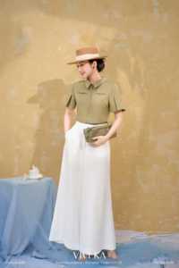 Pantalones Largos de Cintura Alta y Pierna Ancha para Mujer, Color Blanco, Corte Holgado Informal, Crepé, Estilo Verano KRISTINA - Product Image 2