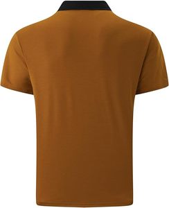Men's Solid Color Short Sleeve <b>Polo</b> Shirt With Pocket Casual Knitted Design <b>Orange</b> Black Collar - Product Image 2