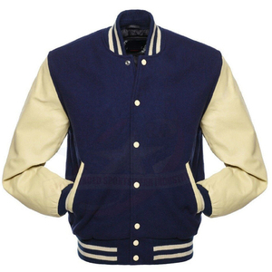 Purple and Gold Varsity <b>Jacket</b> with Leather Sleeves Full Length Button Up Collar Regular Fit Autumn Wear - Product Image 2