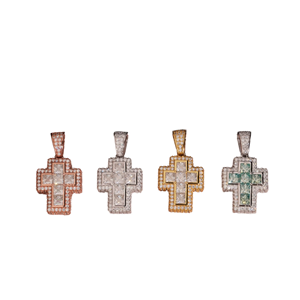 Pendentif Croix Plaqué Or Hip Hop en Argent Sterling 925 avec Moissanite Taille Princesse Certifiée GRA, Bijoux Unisexe - Product Image 4