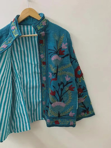 Chaqueta Bomber de Algodón Bordada a Mano con Diseño Suzani, Unisex, Estilo Bohemio, Floral, Transpirable, para Otoño, Ideal para Regalo - Product Image 3