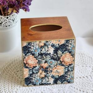 Boîte à mouchoirs en bois imprimée style antique, boîte à mouchoirs vintage en bois imprimée pour décoration rustique, étui à accessoires en gros - Product Image 6