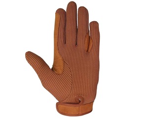 Gants d'équitation pour hommes en cuir véritable avec fermeture auto-agrippante, couleur marron uni, pour l'équitation 2026 - Product Image 2