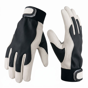Gants de travail industriels de sécurité en polyester noir premium, anti-vibration, texture diamant, avec poignet réglable, épais et durables - Product Image 2