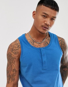 เสื้อกล้ามเฮนลีย์สีน้ำเงินล้วนสำหรับผู้ชาย แบบลำลองถักนิตติ้งประดับกระดุม - Product Image 2