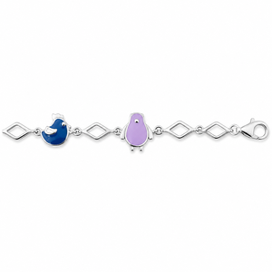 925 Sterling Silver Bird Charm <b>Anklet</b> with Blue and Purple Enamel Accents High Polish Animal Style Jewelry for Girls Women Daily - Product Image 4