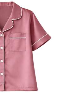 Conjunto de Pijama de Satén Rosa Polvoriento Personalizado para Mujer, Manga Corta, con Botones, Estilo Seda, Dos Piezas, Ropa de Dormir, Conjunto de Pantalones Cortos para Descansar - Product Image 2