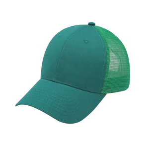 Custom Leather Patch Logo Classic 6 Panel Pre-Curved Brim Mesh Snap Back 112 Trucker Hat Cap 6 Panels Trucker Cap - Product Image 4