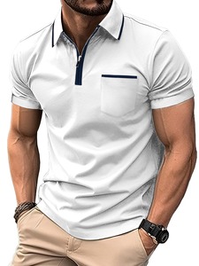 Camiseta Polo de Poliéster y Algodón, Moda Casual para Hombre, Color Sólido, Manga Corta, Camiseta Polo de Punto de Algodón para Hombre, Color Sólido Informal - Product Image 1