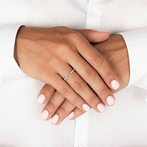 Elvora Gems Solid Gold Diamond Engagement <b>Ring</b> 0.31 Ct Rhodium Plated Double Prong Setting IGI Certified <b>Stacking</b> Open Graduated - Product Image 5