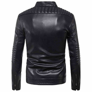 Manufacturer Customized <b>Cycling</b> Leather <b>Jacket</b> Stand Collar Costumes Style <b>Jacket</b> Black for <b>Men</b> - Product Image 2