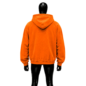 Sudadera con Capucha Oversize Naranja Premium Lavada con Gráfico Vintage, Estilo Urbano, de Algodón French Terry, con Logotipo Estampado y Diseño de Bolsillo Frontal - Product Image 2