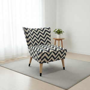 Fauteuil à dossier haut écologique au design géométrique moderne en zigzag et crème pour salon et hôtel - Product Image 1