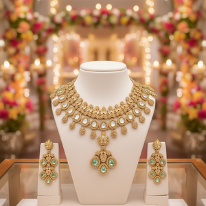 Conjunto de Collar de Gargantilla con Piedras de Cristal de Diseño 10575548MG, Chapado en Oro de 18K y 14K, para Regalo de Boda o Fiesta - Product Image 3