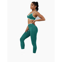 Set Yoga Wanita 2 Potong Ringan Berpinggang Tinggi dengan Renda di Depan, Cepat Kering, untuk Latihan Atletik, Menyerap Keringat, Pakaian Olahraga