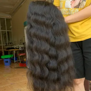 Pelucas de encaje transparente, pelo Natural ondulado, hecho en Vietnam/100% pelo de chica sin procesar, perfecto