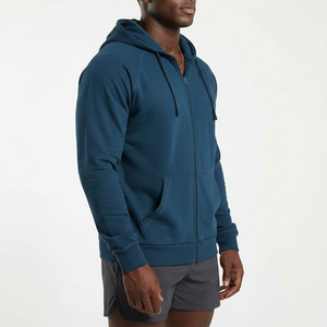 Sweat-shirt à capuche en coton chaud pour homme, fermeture éclair intégrale, veste décontractée de fitness et streetwear, vêtements de sport personnalisés - Product Image 1
