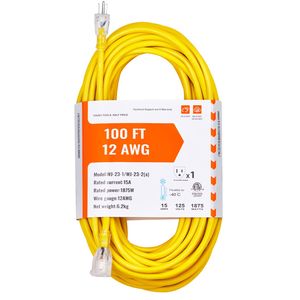 Cavo di Prolunga LED Rinforzato da 30 Metri, 12AWG, 15 Ampere, 1875W, 3 Poli, Flessibile per Interni ed Esterni, Elettrico in ABS, Conforme CE 40 - Product Image 1
